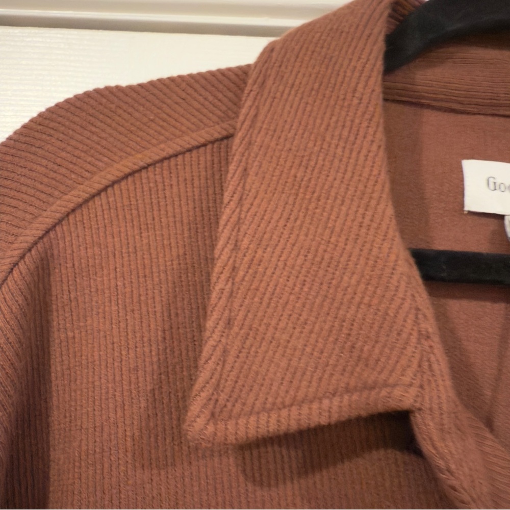 Good Fellow Chocolate Brown Shirt Jacket Men Size XL Preppy Ribbed Knit - Picture 6 of 14